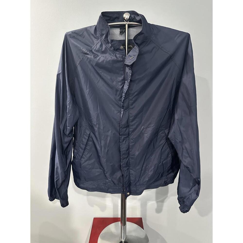 Vtg Totes Rain Jacket Lined Unisex Size XLG Pockets Drawstring Hood Navy Men XL*
